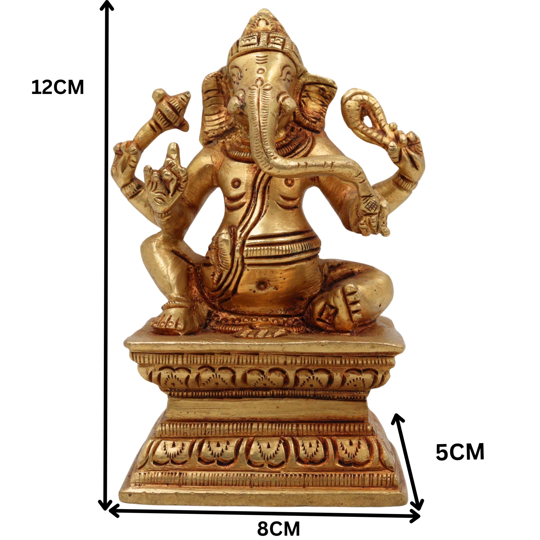 Brass Ganesha Idol, Vinayaka Ganpati Murti | Ekadanta Pillaiyar Statue for Home, Temple & Pooja Decor,Gold, 5 Inch, 1 Piece