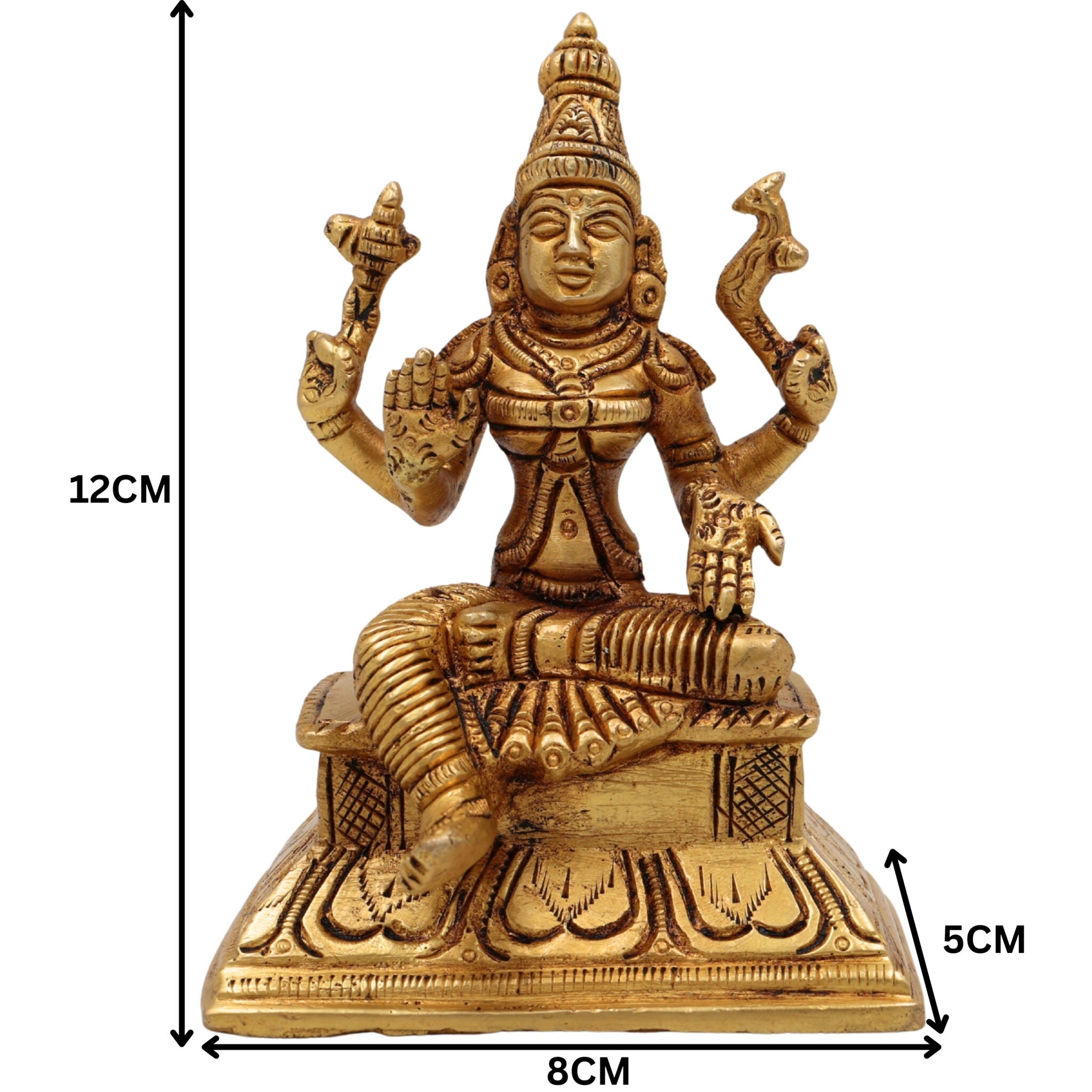 Brass Handcrafted Parvati Idol, Parvati Murti, Gauri Statue, Shakti Devi Figurine for Home, Temple & Office Decor,Gold, 5 Inch, 1 Piece