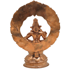 Swami Ayyappa Idol in Panchaloha Bronze – Handcrafted Manikanta Sastha Hariharaputra Murti with Prabhavali for Temple & Home Decor,Gold, 10.5 Inch, 1 Piece