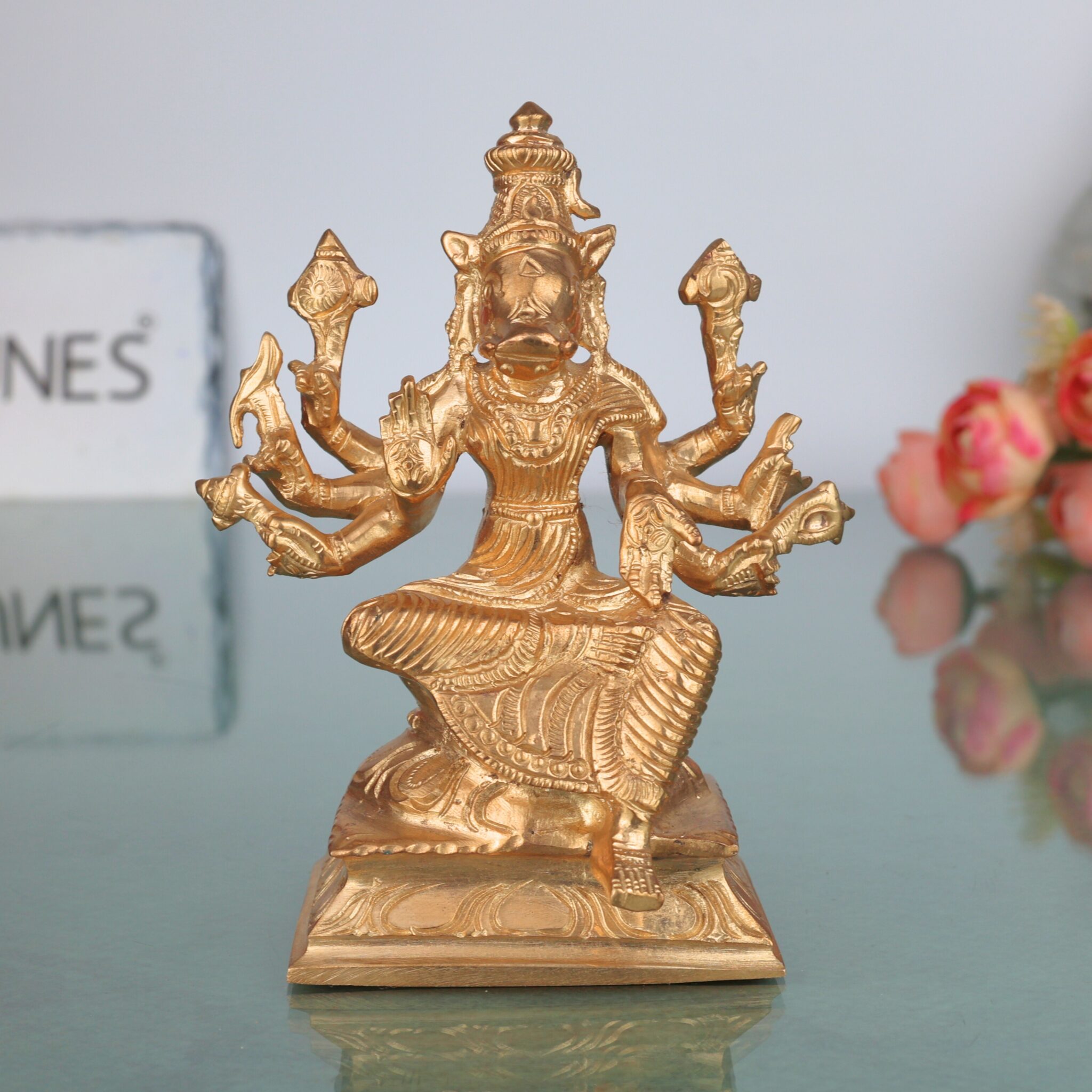 Handmade Bronze Varahi Amman Idol | Panchaloha Varahi Devi Statue, Varahi Mata, Varahi Shakti for Puja & Temple Decor,Gold, 5 Inch, 1 Piece