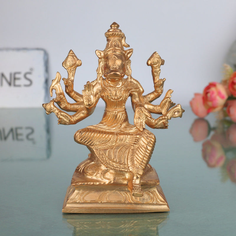 Handmade Bronze Varahi Amman Idol | Panchaloha Varahi Devi Statue, Varahi Mata, Varahi Shakti for Puja & Temple Decor,Gold, 5 Inch, 1 Piece