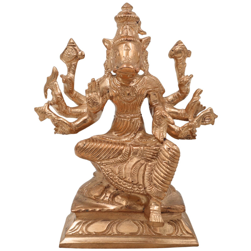 Handmade Bronze Varahi Amman Idol | Panchaloha Varahi Devi Statue, Varahi Mata, Varahi Shakti for Puja & Temple Decor,Gold, 5 Inch, 1 Piece