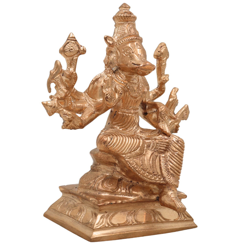Handmade Bronze Varahi Amman Idol | Panchaloha Varahi Devi Statue, Varahi Mata, Varahi Shakti for Puja & Temple Decor,Gold, 5 Inch, 1 Piece