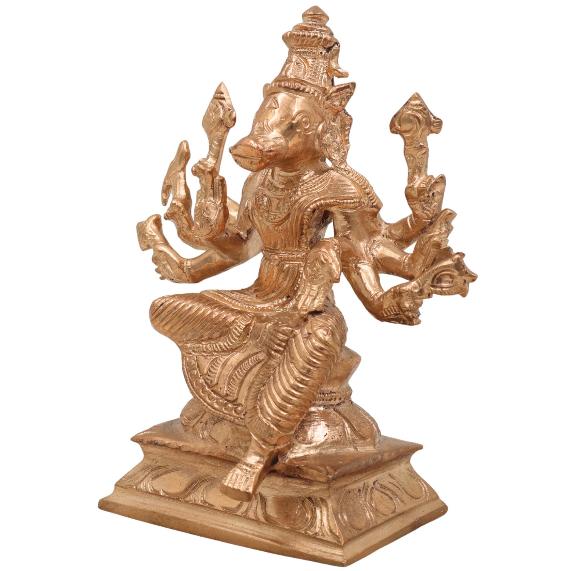 Handmade Bronze Varahi Amman Idol | Panchaloha Varahi Devi Statue, Varahi Mata, Varahi Shakti for Puja & Temple Decor,Gold, 5 Inch, 1 Piece