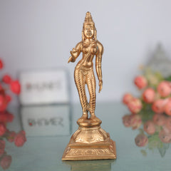 Bronze Shivagami Devi Idol Panchaloha Sculpture, Sivagami Amman Amma Matha Shakti Goddess Murti | Handcrafted Chola Art Temple Vigraha,Gold, 7.5 Inch, 1 Piece