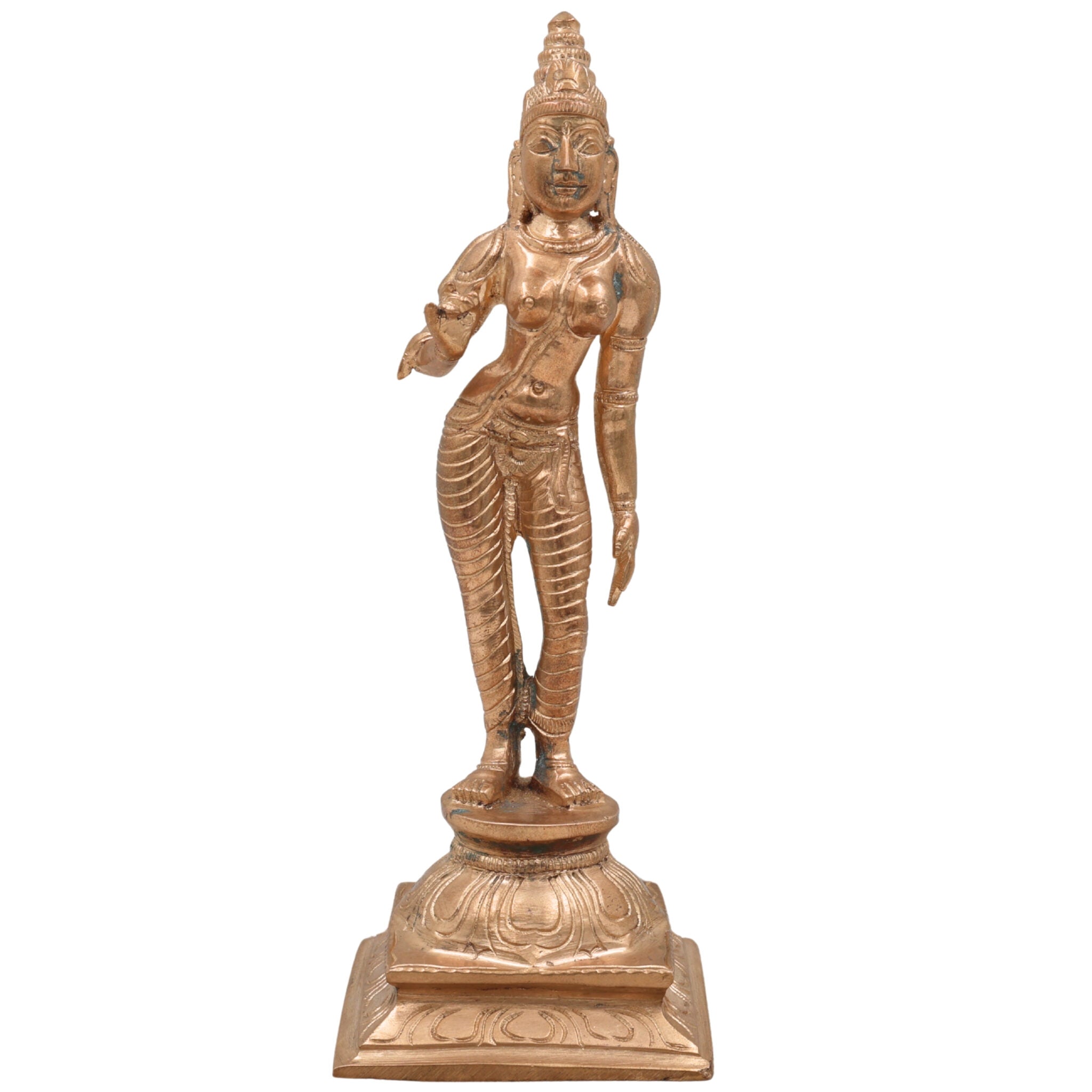Bronze Shivagami Devi Idol Panchaloha Sculpture, Sivagami Amman Amma Matha Shakti Goddess Murti | Handcrafted Chola Art Temple Vigraha,Gold, 7.5 Inch, 1 Piece