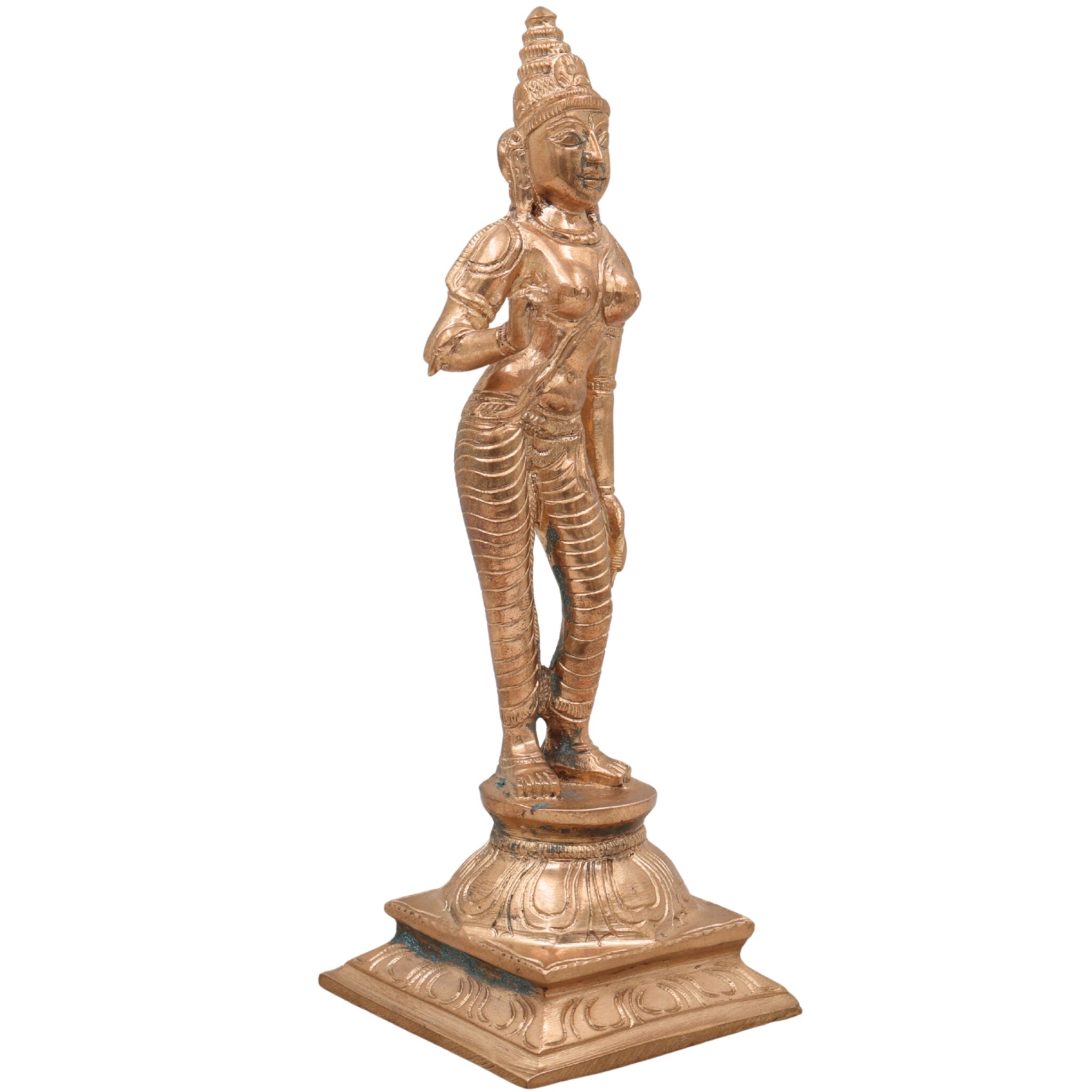 Bronze Shivagami Devi Idol Panchaloha Sculpture, Sivagami Amman Amma Matha Shakti Goddess Murti | Handcrafted Chola Art Temple Vigraha,Gold, 7.5 Inch, 1 Piece