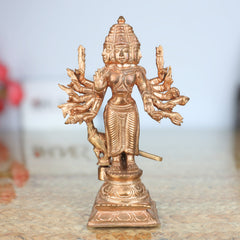 Handcrafted Panchamukhi Murugan Idol in Pure Copper – Shanmukha | Arumugan | Subramanya | Karthikeya | Skanda Sculpture for Home & Temple,Gold, 6 Inch, 1 Piece