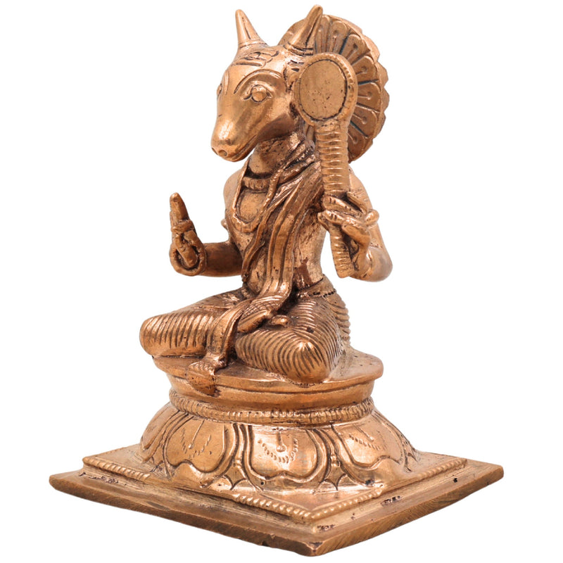 Divine Panchaloha Bronze Patanjali Idol | Maharshi Rishi Yogacharya Murti Vigraha | Ashtanga Yoga Sutra Sage Sculpture | Handcrafted Chola Art Pancha Dhatu Statue,Gold, 4 Inch, 1 Piece