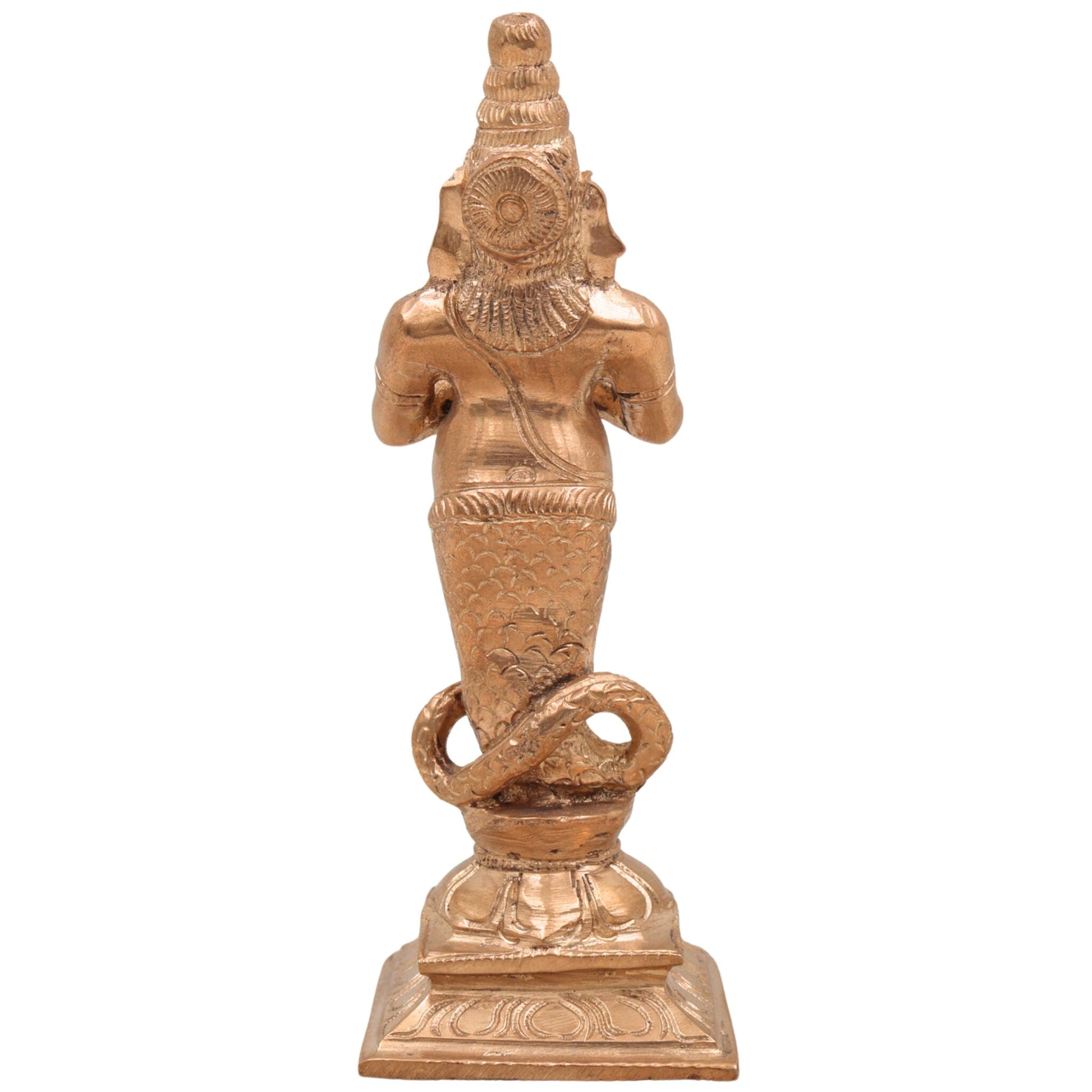 Handcrafted Bronze Nagaraja Idol | Panchaloha Naga Statue | Chola Art, Shesha, Vasuki, Ananta Snake Deity for Temple & Home Decor,Gold, 7 Inch, 1 Piece