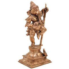 Handcrafted Panchaloha Ganesh with sugar cane Idol, Bronze Siddhi Vinayaka idol, Ganpati, Ekadanta, Chola Style Pillaiyar Murti for Home & Temple,Gold, 9 Inch, 1 Piece