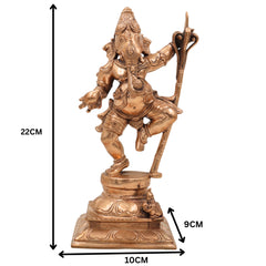 Handcrafted Panchaloha Ganesh with sugar cane Idol, Bronze Siddhi Vinayaka idol, Ganpati, Ekadanta, Chola Style Pillaiyar Murti for Home & Temple,Gold, 9 Inch, 1 Piece