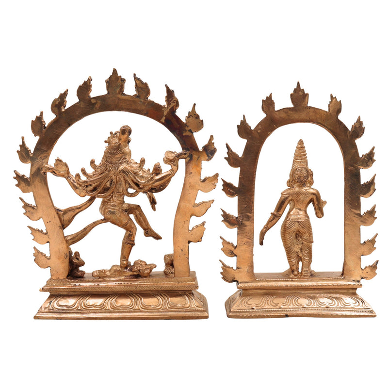 Handcrafted Panchaloha Nataraja with Parvati Idol – Lord Shiva Tandava Murti, Adalvallan Koothan Sculpture, Chola Bronze Statue for Home, Temple & Puja,Gold, 7 Inch, 1 Piece