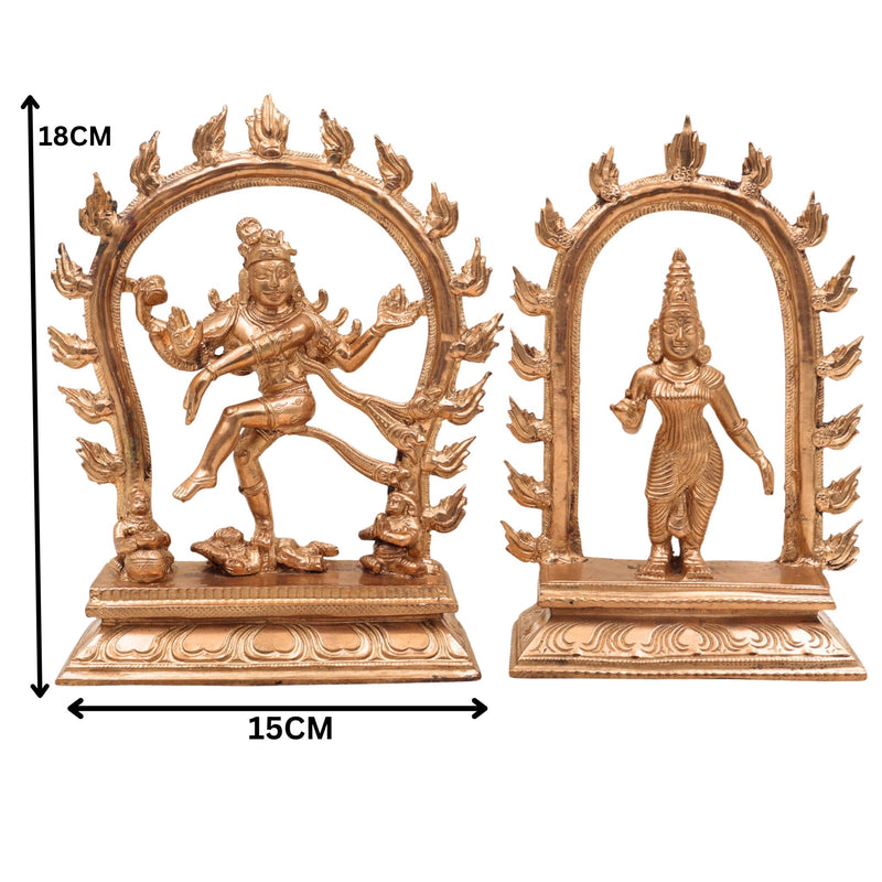Handcrafted Panchaloha Nataraja with Parvati Idol – Lord Shiva Tandava Murti, Adalvallan Koothan Sculpture, Chola Bronze Statue for Home, Temple & Puja,Gold, 7 Inch, 1 Piece