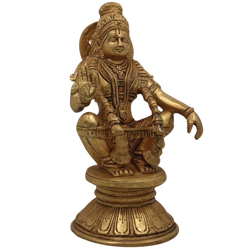 Premium Handcrafted Brass Lord Ayyappa & Murugan Idol – Skanda, Kartikeya, Subramanya, Shanmukha, Vel Murugan Pooja Statue for Home Temple & Decor,Gold, 8.5 Inch, 1 Piece