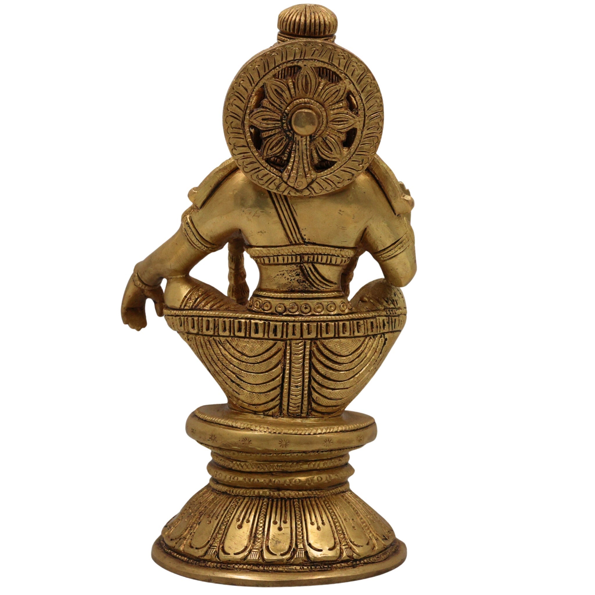 Premium Handcrafted Brass Lord Ayyappa & Murugan Idol – Skanda, Kartikeya, Subramanya, Shanmukha, Vel Murugan Pooja Statue for Home Temple & Decor,Gold, 8.5 Inch, 1 Piece