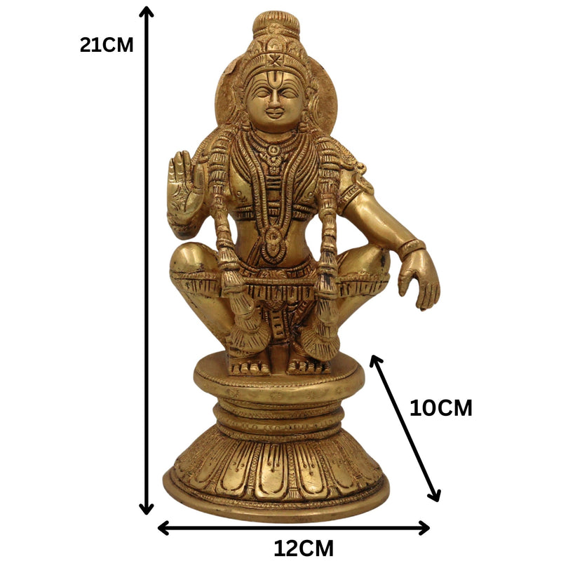 Premium Handcrafted Brass Lord Ayyappa & Murugan Idol – Skanda, Kartikeya, Subramanya, Shanmukha, Vel Murugan Pooja Statue for Home Temple & Decor,Gold, 8.5 Inch, 1 Piece