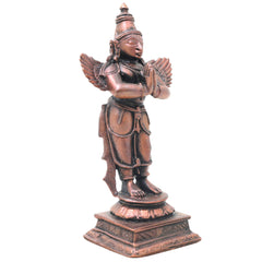 Copper Garuda Idol, Tamra Garud Dev Murti, Vishnu Vahana Pakshiraj Garuda Statue, Garuda Bhagwan Sculpture for Pooja, Temple & Home Decor,Gold, 4 Inch, 1 Piece