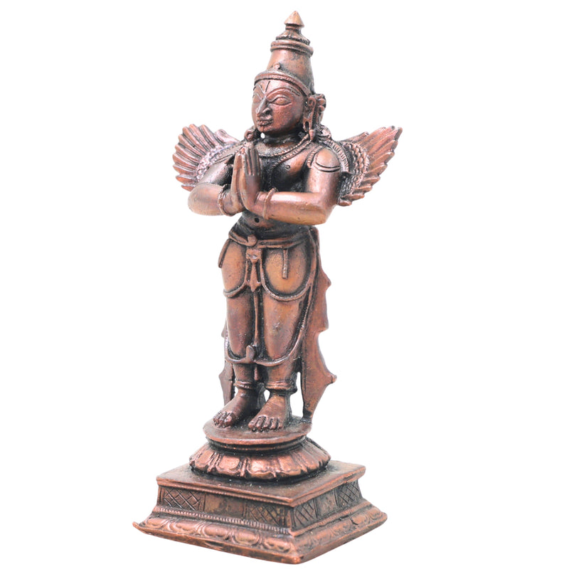 Copper Garuda Idol, Tamra Garud Dev Murti, Vishnu Vahana Pakshiraj Garuda Statue, Garuda Bhagwan Sculpture for Pooja, Temple & Home Decor,Gold, 4 Inch, 1 Piece