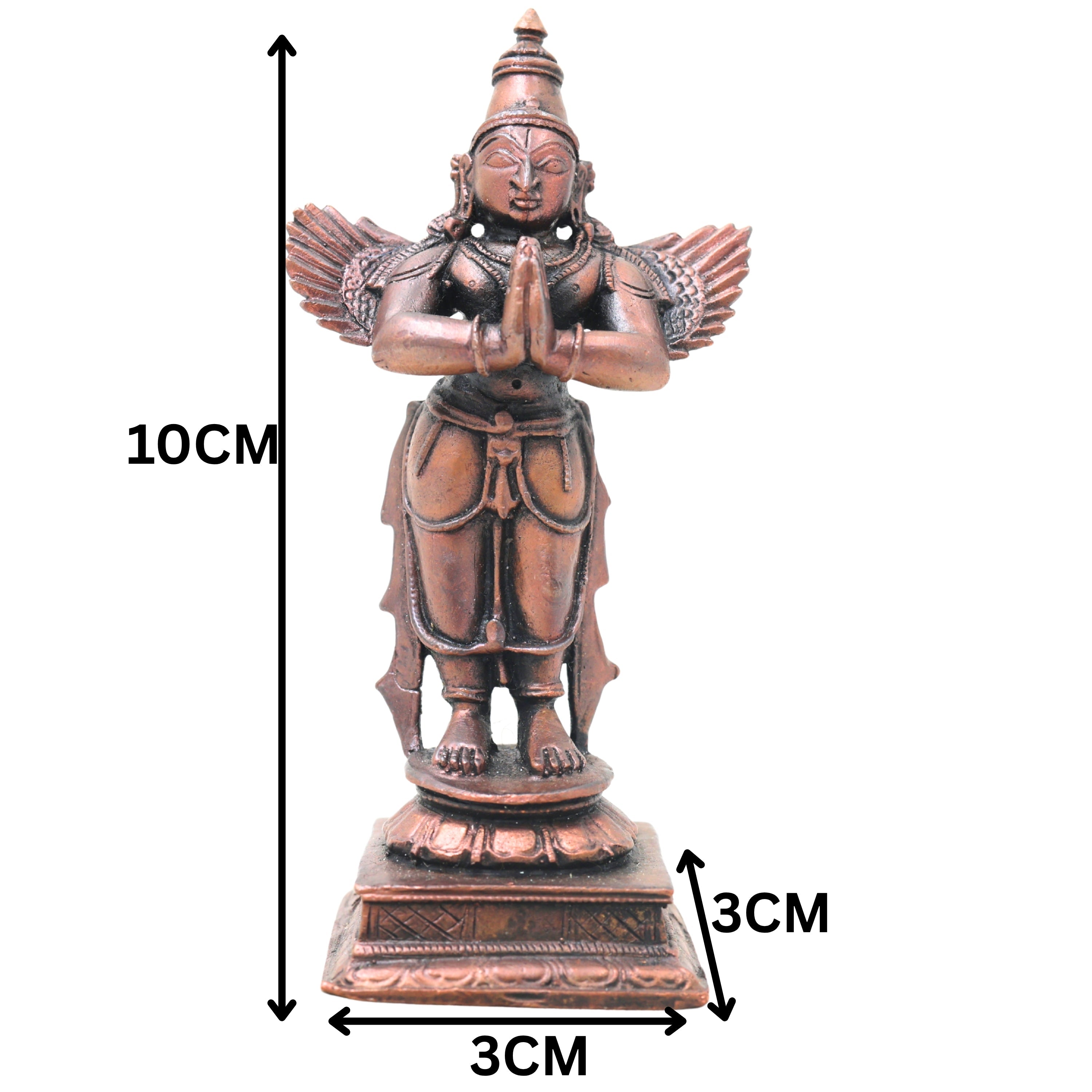 Copper Garuda Idol, Tamra Garud Dev Murti, Vishnu Vahana Pakshiraj Garuda Statue, Garuda Bhagwan Sculpture for Pooja, Temple & Home Decor,Gold, 4 Inch, 1 Piece