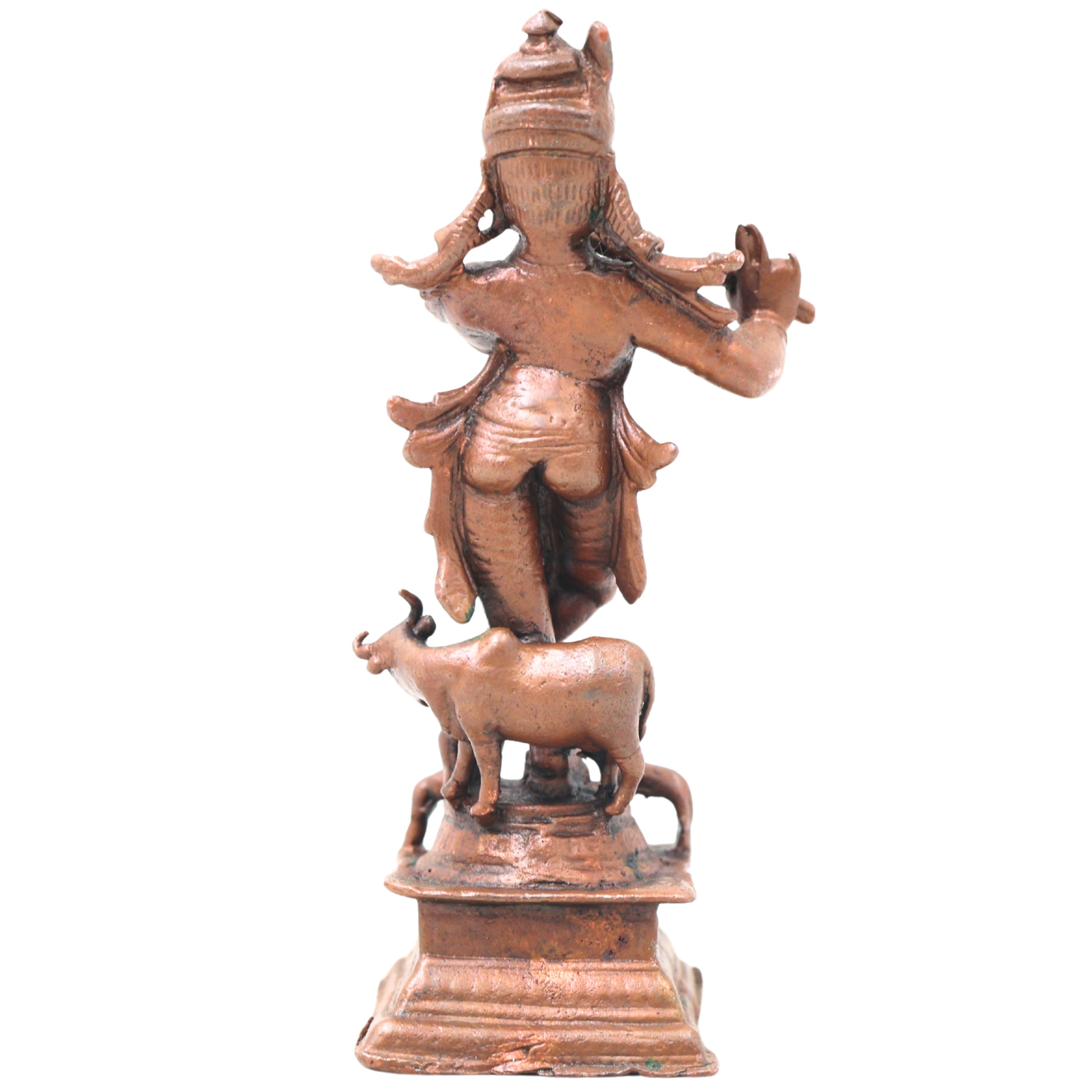 Copper Krishna Idol, Tamra Balakrishna Murti, Thamra Gopala Statue for Puja & Home Decor, Pure Tamraloha Govinda Moorti,Brown, 4 Inch, 1 Piece