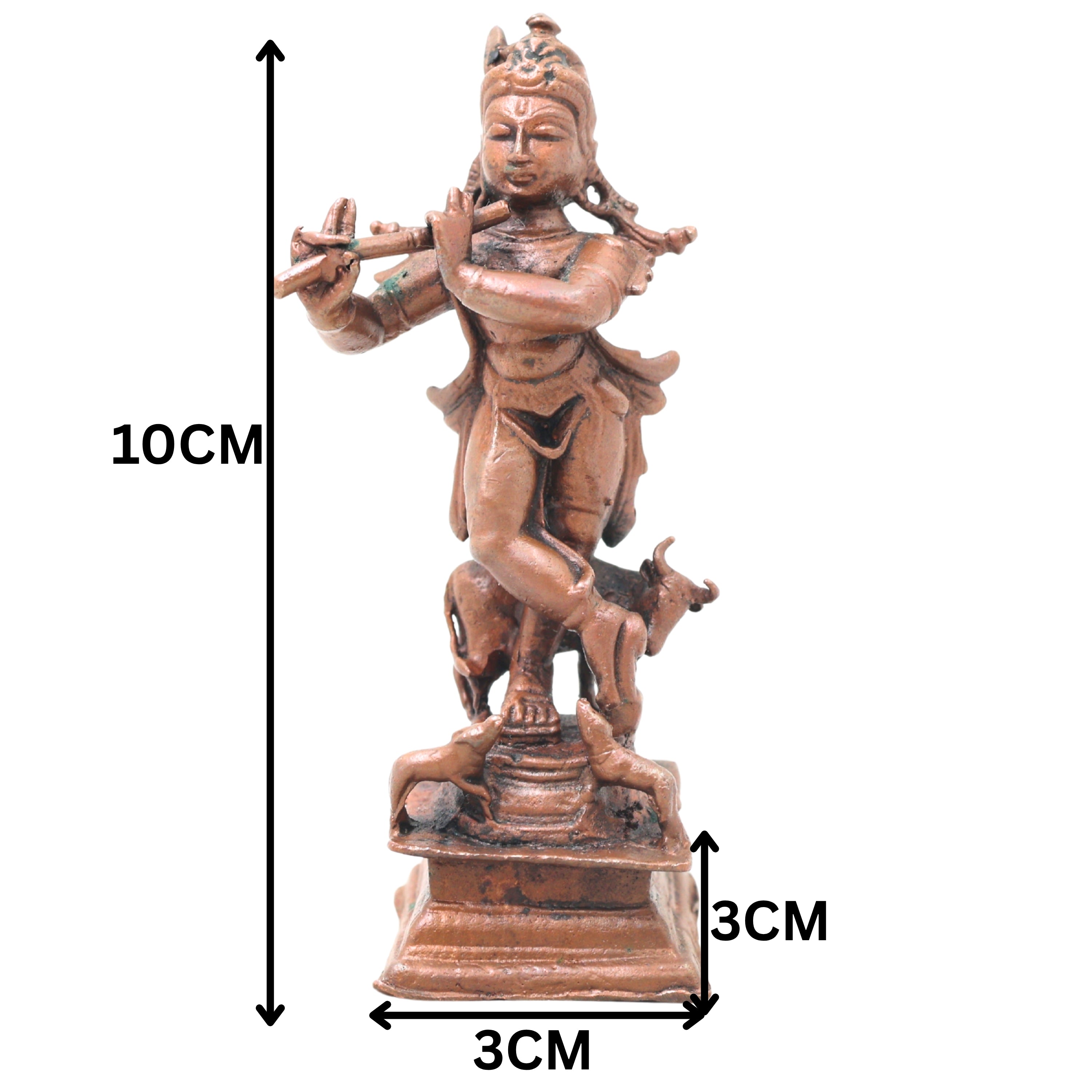 Copper Krishna Idol, Tamra Balakrishna Murti, Thamra Gopala Statue for Puja & Home Decor, Pure Tamraloha Govinda Moorti,Brown, 4 Inch, 1 Piece