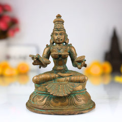Handcrafted Bronze Annapurna Devi Idol – Panchaloha Annapoorna | Annada | Annapurneshwari | Annappoorani Murti for Temple & Home Decor,Brown, 6.5 Inch, 1 Piece