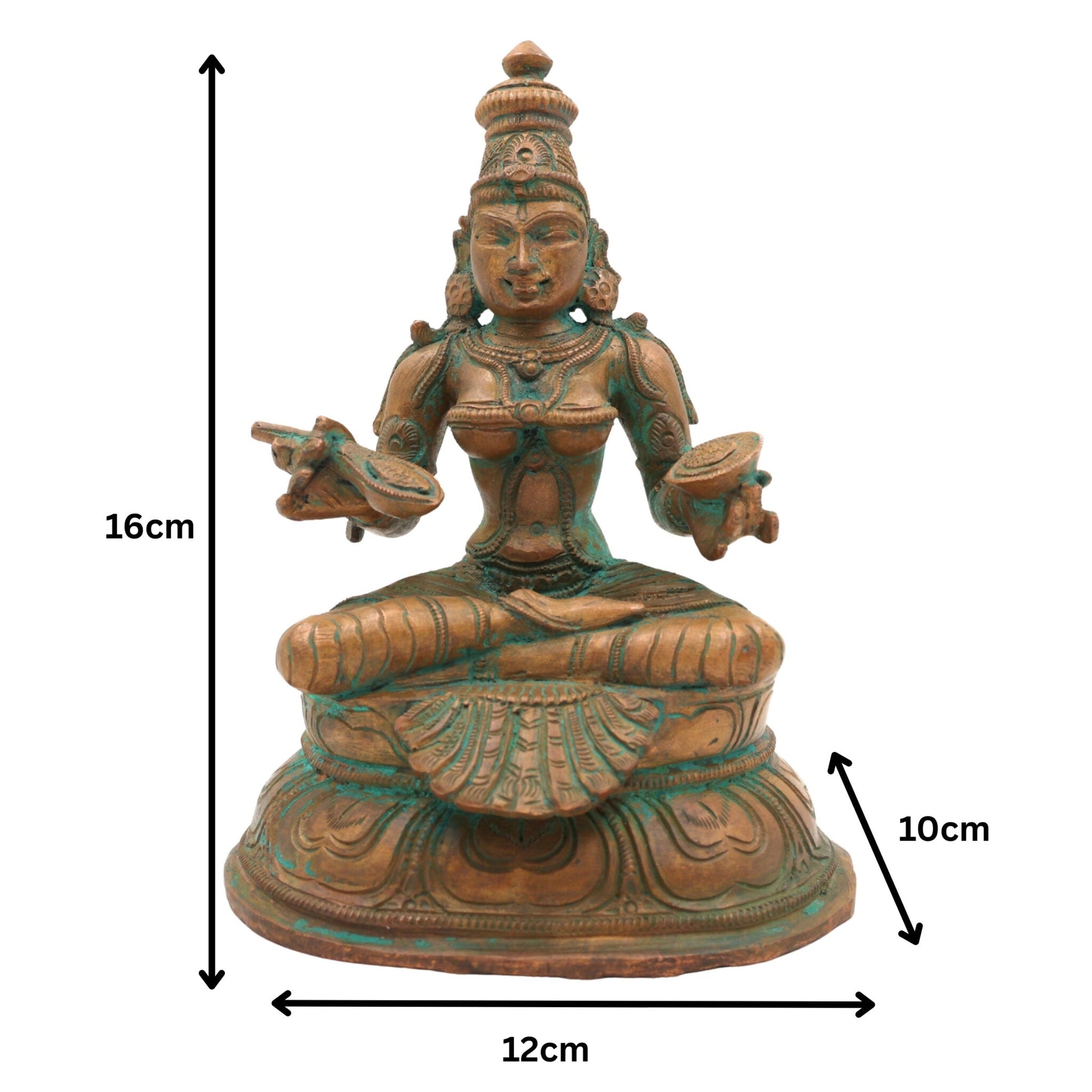Handcrafted Bronze Annapurna Devi Idol – Panchaloha Annapoorna | Annada | Annapurneshwari | Annappoorani Murti for Temple & Home Decor,Brown, 6.5 Inch, 1 Piece