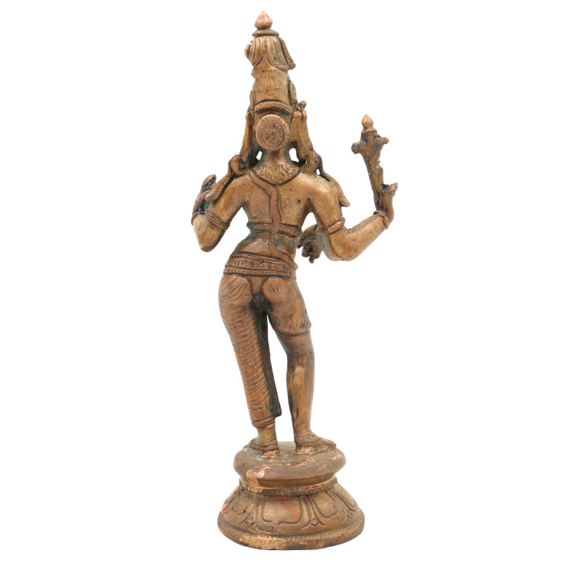 Bronze Ardhanarishvara Idol, Panchaloha Ardhanari Statue, Shiva Parvati Combined Murti, Ardhanareshwar Sculpture, Spiritual Decor, Brown, 7.5 Inch