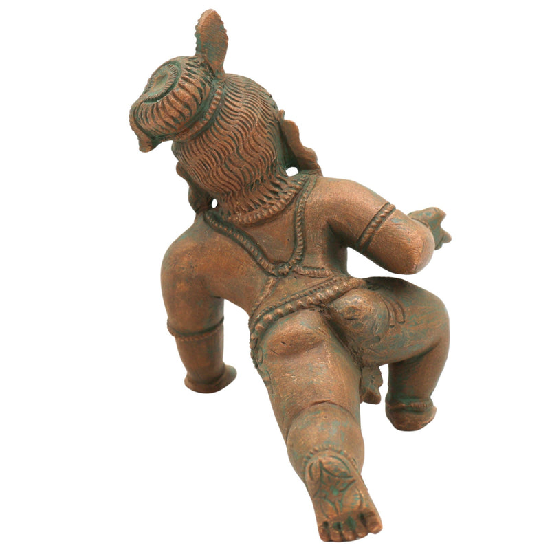 Bal Gopala Idol | Laddu Gopal / Bala Krishna Murti | Bronze Panchaloha Krishna Sculpture for Home Temple & Janmashtami Decor,Brown, 3.5 Inch, 1 Piece