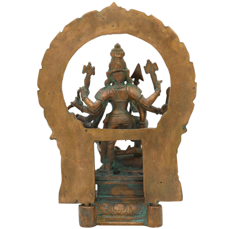 Handcrafted Panchaloha Bronze Durga Devi Idol – Mahishasura Mardini, Simhavahini Shakti, Navadurga Sculpture for Pooja & Temple,Brown, 10.5 Inch, 1 Piece