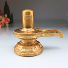 Handmade Bronze Shiva Lingam Idol | Panchaloha Shivalingam, Jyotirlinga, Mahalingam, Shivling for Home, Temple, Pooja & Gifting,Gold, 5 Inch, 1 Piece