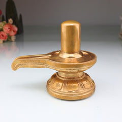 Handmade Bronze Shiva Lingam Idol | Panchaloha Shivalingam, Jyotirlinga, Mahalingam, Shivling for Home, Temple, Pooja & Gifting,Gold, 5 Inch, 1 Piece
