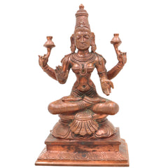 Handcrafted Bronze Mahalakshmi Idol | Panchaloha Lakshmi Murti | Gajalakshmi | Kamala Devi | Ashta Lakshmi Sculpture for Pooja & Decor,Gold, 6 Inch, 1 Piece