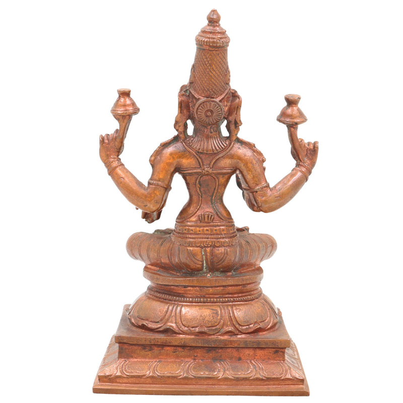 Handcrafted Bronze Mahalakshmi Idol | Panchaloha Lakshmi Murti | Gajalakshmi | Kamala Devi | Ashta Lakshmi Sculpture for Pooja & Decor,Gold, 6 Inch, 1 Piece