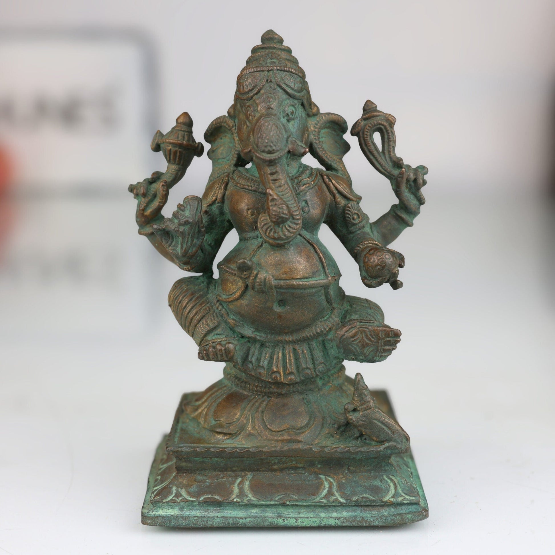 Handcrafted Bronze Ganesha Idol, Panchaloha Ganpati Vinayaka Murti, Vastu Pillaiyar Statue for Home, Pooja & Gift,Brown, 4.5 Inch, 1 Piece