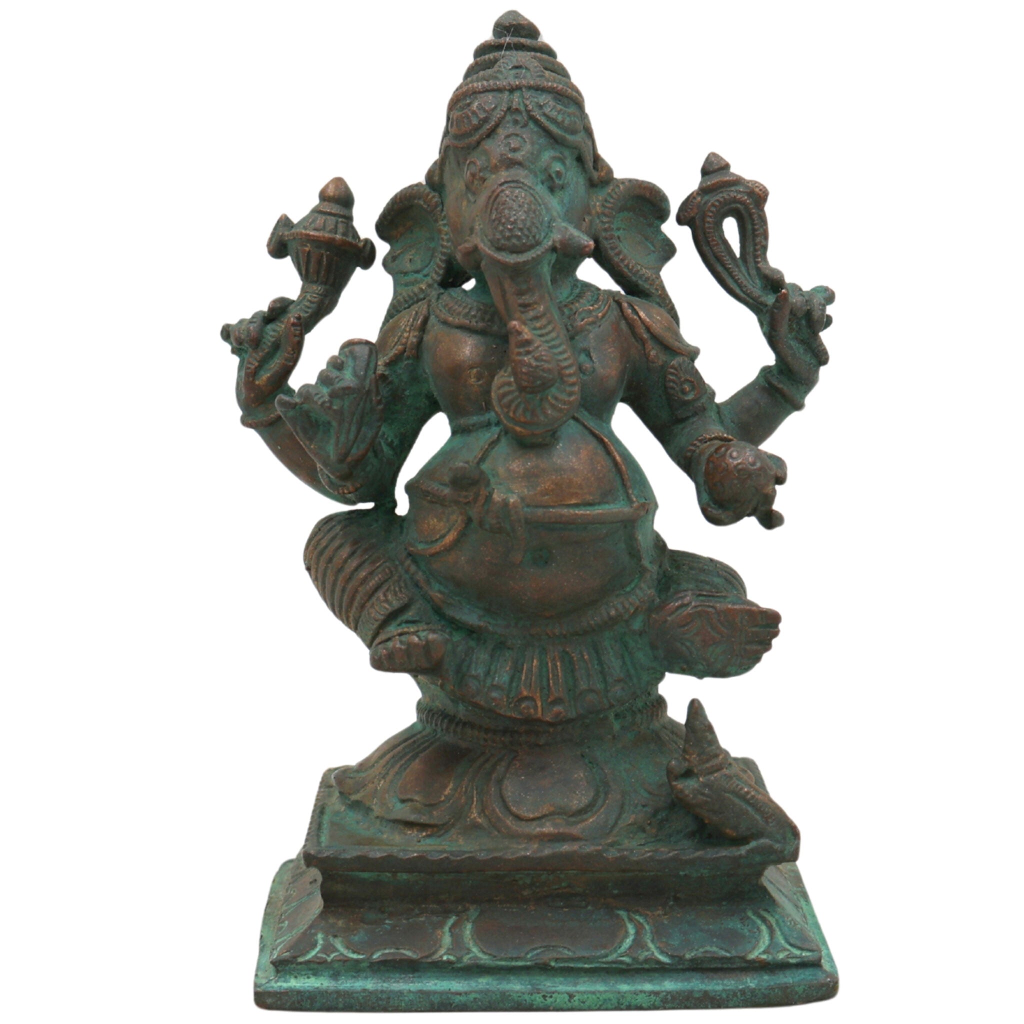 Handcrafted Bronze Ganesha Idol, Panchaloha Ganpati Vinayaka Murti, Vastu Pillaiyar Statue for Home, Pooja & Gift,Brown, 4.5 Inch, 1 Piece