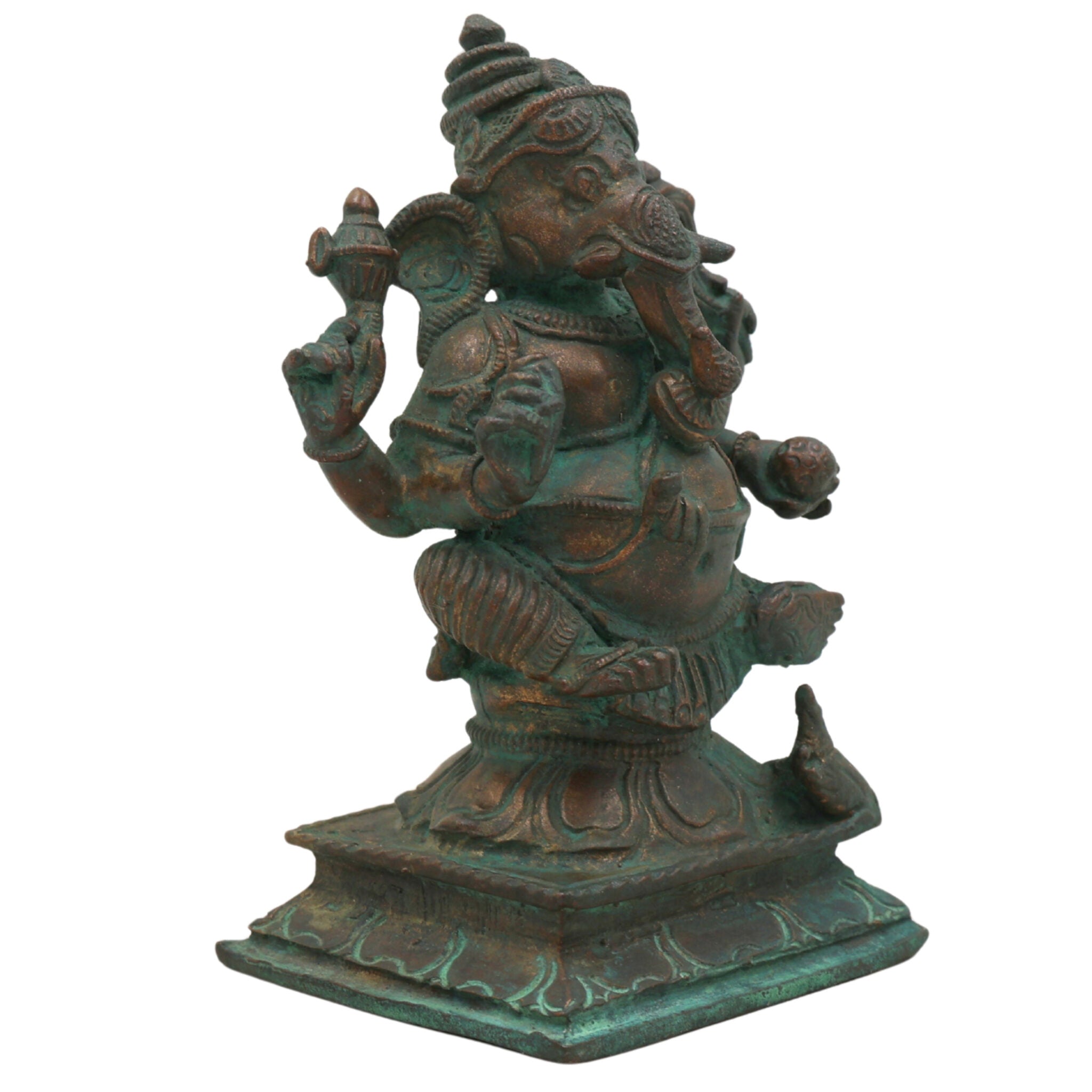 Handcrafted Bronze Ganesha Idol, Panchaloha Ganpati Vinayaka Murti, Vastu Pillaiyar Statue for Home, Pooja & Gift,Brown, 4.5 Inch, 1 Piece