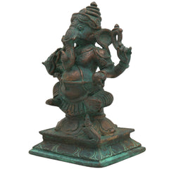 Handcrafted Bronze Ganesha Idol, Panchaloha Ganpati Vinayaka Murti, Vastu Pillaiyar Statue for Home, Pooja & Gift,Brown, 4.5 Inch, 1 Piece