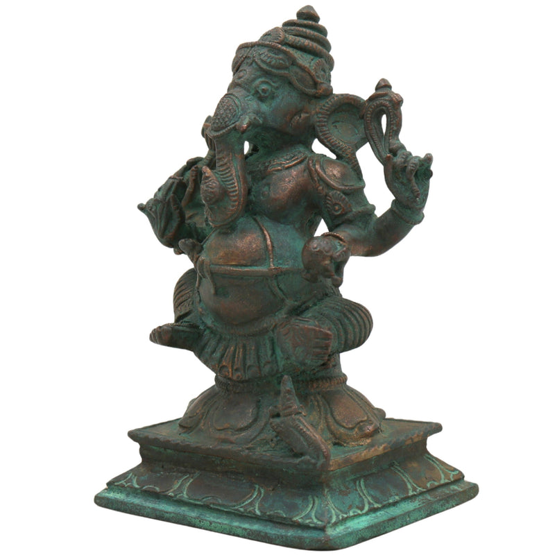 Handcrafted Bronze Ganesha Idol, Panchaloha Ganpati Vinayaka Murti, Vastu Pillaiyar Statue for Home, Pooja & Gift,Brown, 4.5 Inch, 1 Piece