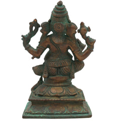 Handcrafted Bronze Ganesha Idol, Panchaloha Ganpati Vinayaka Murti, Vastu Pillaiyar Statue for Home, Pooja & Gift,Brown, 4.5 Inch, 1 Piece