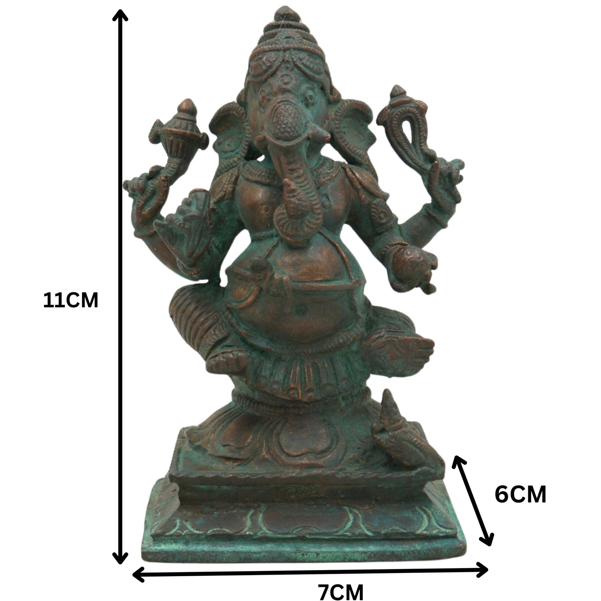Handcrafted Bronze Ganesha Idol, Panchaloha Ganpati Vinayaka Murti, Vastu Pillaiyar Statue for Home, Pooja & Gift,Brown, 4.5 Inch, 1 Piece