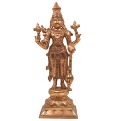 Bronze Panchaloha Venkateshwara Vishnu Idol | Tirupati Balaji Srinivasa Govinda Murti | Handcrafted Chola Art South Indian Temple Statue,Gold, 14 Inch, 1 Piece