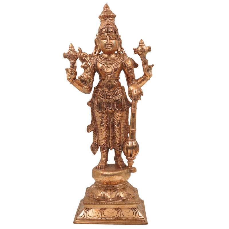 Bronze Panchaloha Venkateshwara Vishnu Idol | Tirupati Balaji Srinivasa Govinda Murti | Handcrafted Chola Art South Indian Temple Statue,Gold, 14 Inch, 1 Piece
