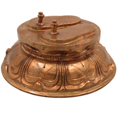 Bronze Handmade Charan Paduka on Mukut, Panchaloha Khadau Padam Idol for Guru Paduka, Vishnu, Rama, Krishna, Tulsi, Traditional Chola Art Temple Sculpture,Gold, 3 Inch, 1 Piece