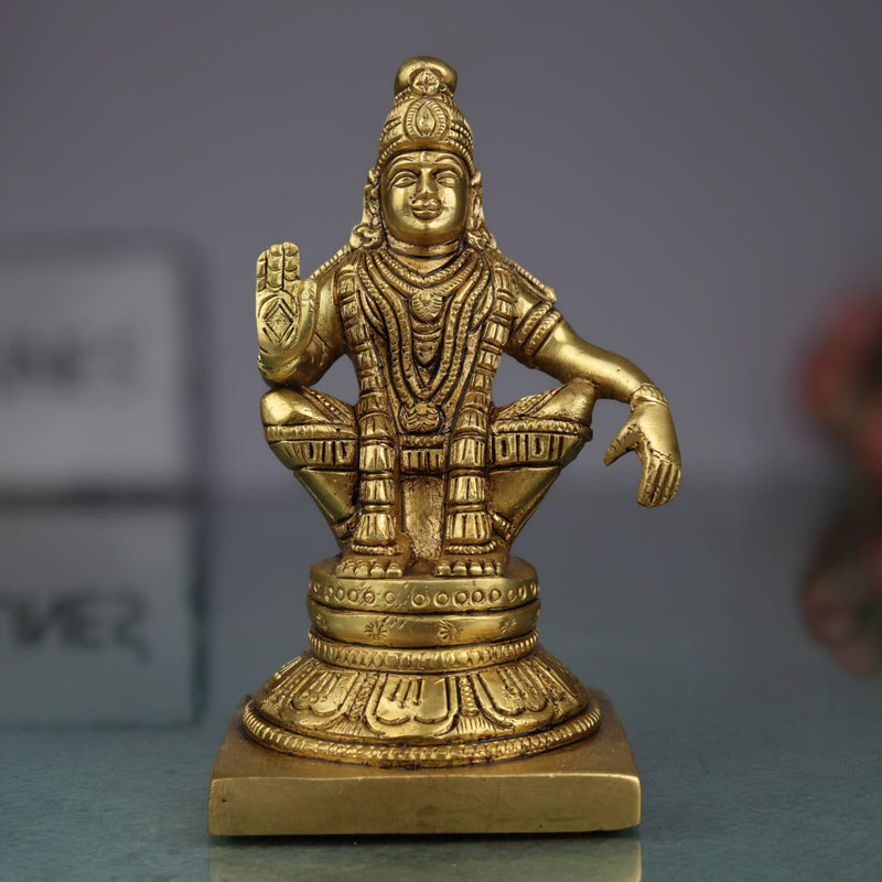 Brass Lord Murugan Idol – Kartikeya, Skanda, Subramanya, Shanmukha, Kumara Swamy, Vel Murugan Statue for Pooja, Home Temple & Decor,Gold, 5 Inch, 1 Piece