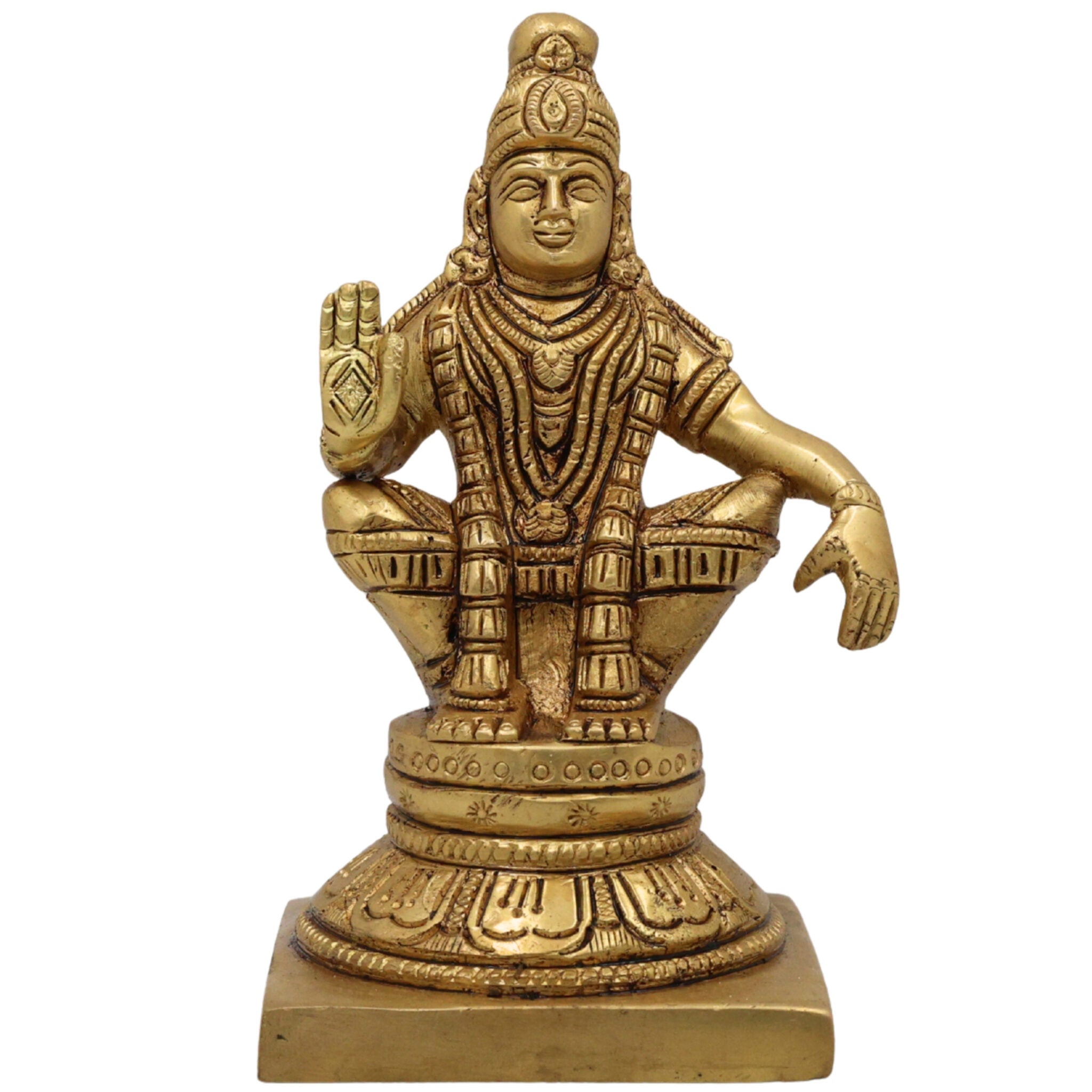 Brass Lord Murugan Idol – Kartikeya, Skanda, Subramanya, Shanmukha, Kumara Swamy, Vel Murugan Statue for Pooja, Home Temple & Decor,Gold, 5 Inch, 1 Piece