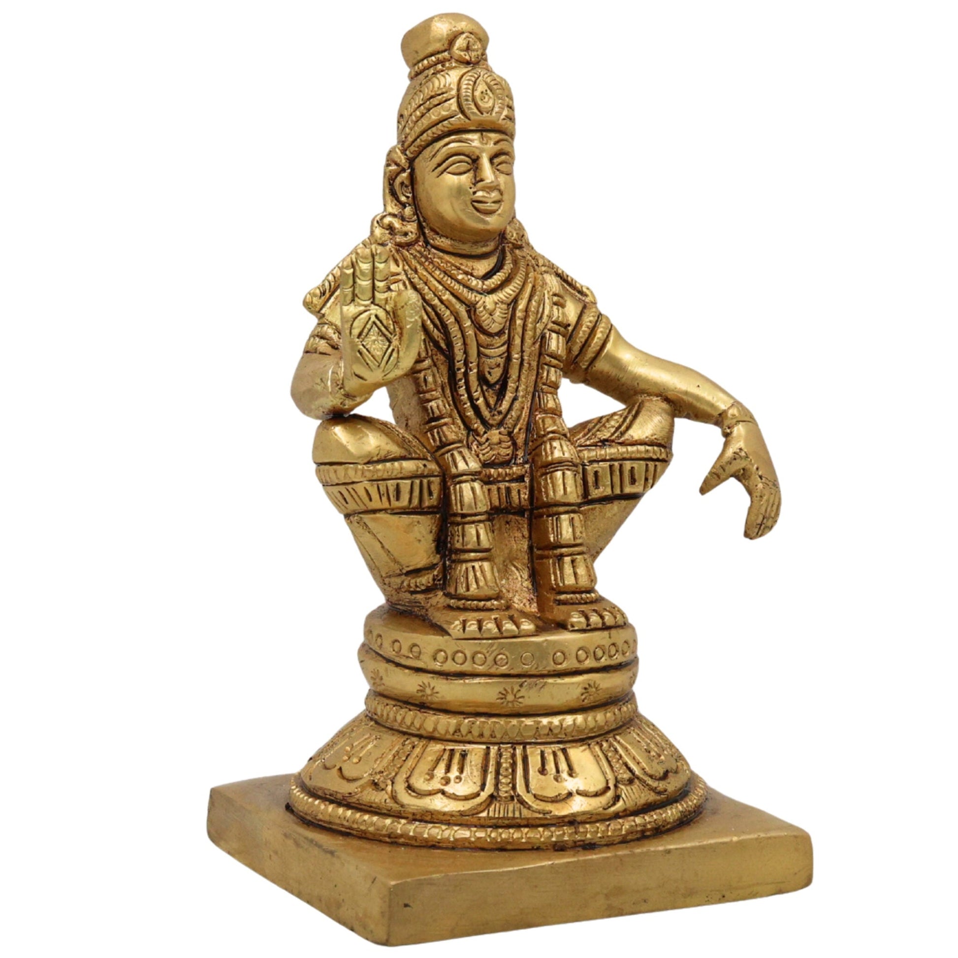 Brass Lord Murugan Idol – Kartikeya, Skanda, Subramanya, Shanmukha, Kumara Swamy, Vel Murugan Statue for Pooja, Home Temple & Decor,Gold, 5 Inch, 1 Piece