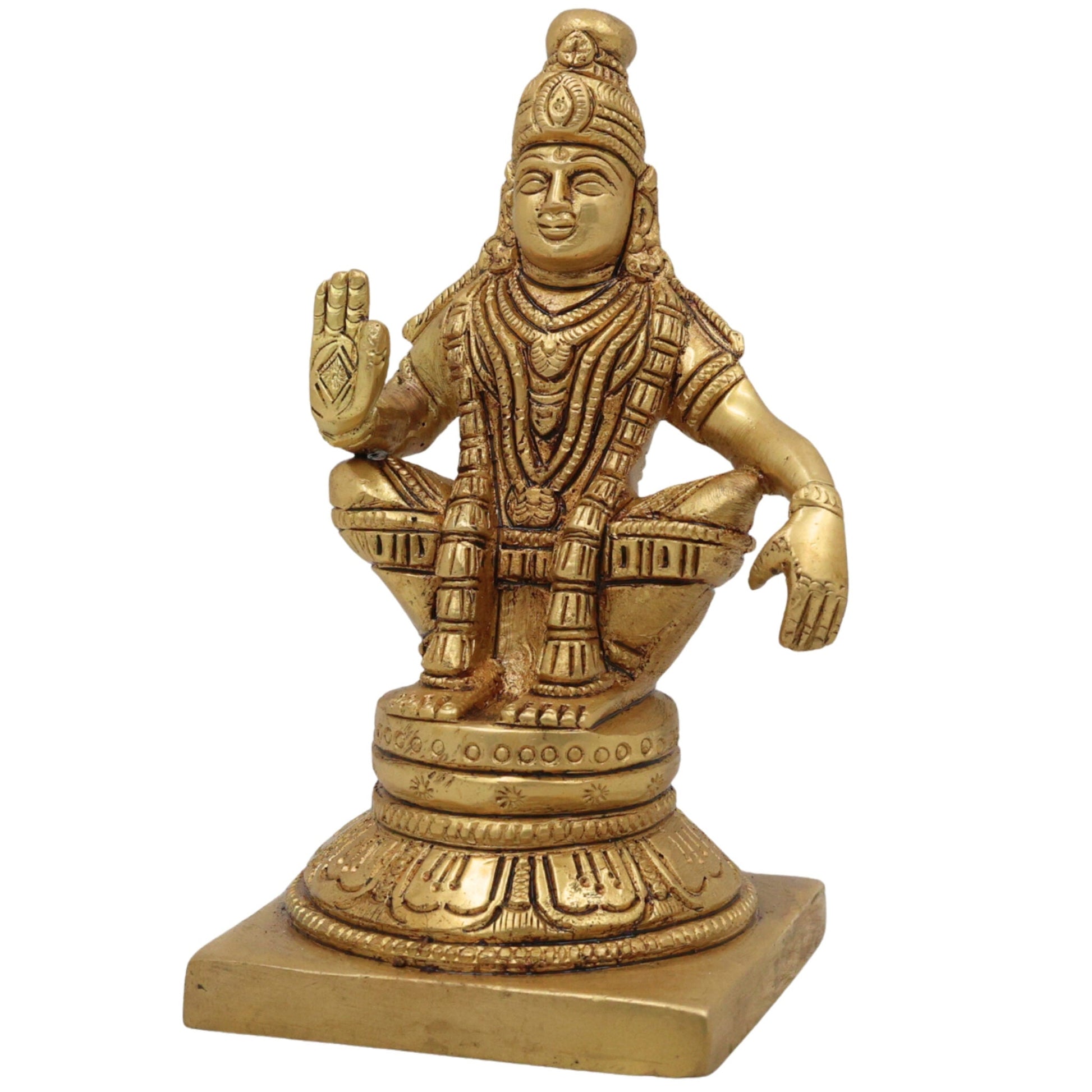 Brass Lord Murugan Idol – Kartikeya, Skanda, Subramanya, Shanmukha, Kumara Swamy, Vel Murugan Statue for Pooja, Home Temple & Decor,Gold, 5 Inch, 1 Piece