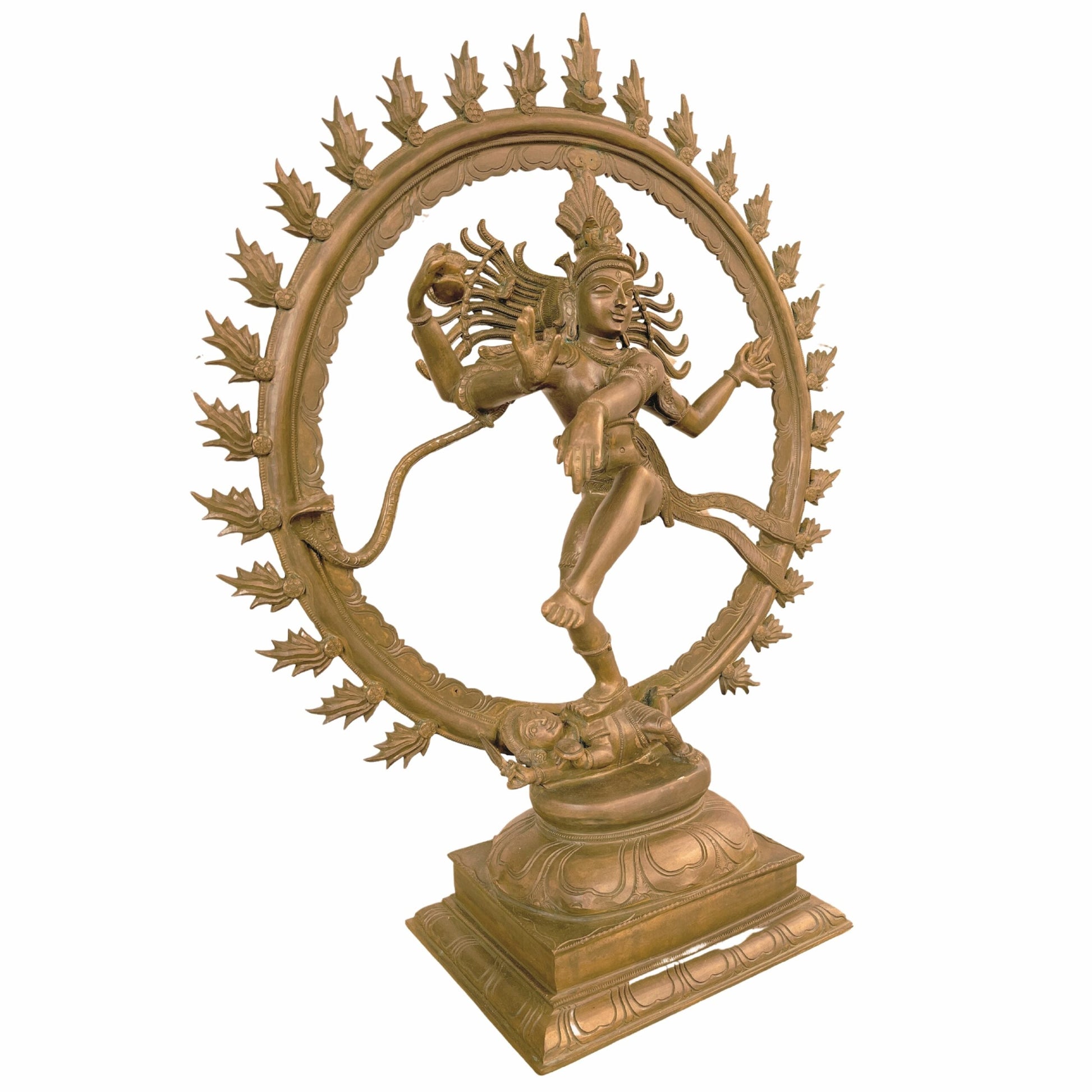Handcrafted Bronze Panchaloha Nataraja Murti, Dancing Shiva Idol, Hindu God Natraj Statue, Cosmic Dance Sculpture, Temple Decor, Gift Item, Brown, 25 Inch, 1 Piece